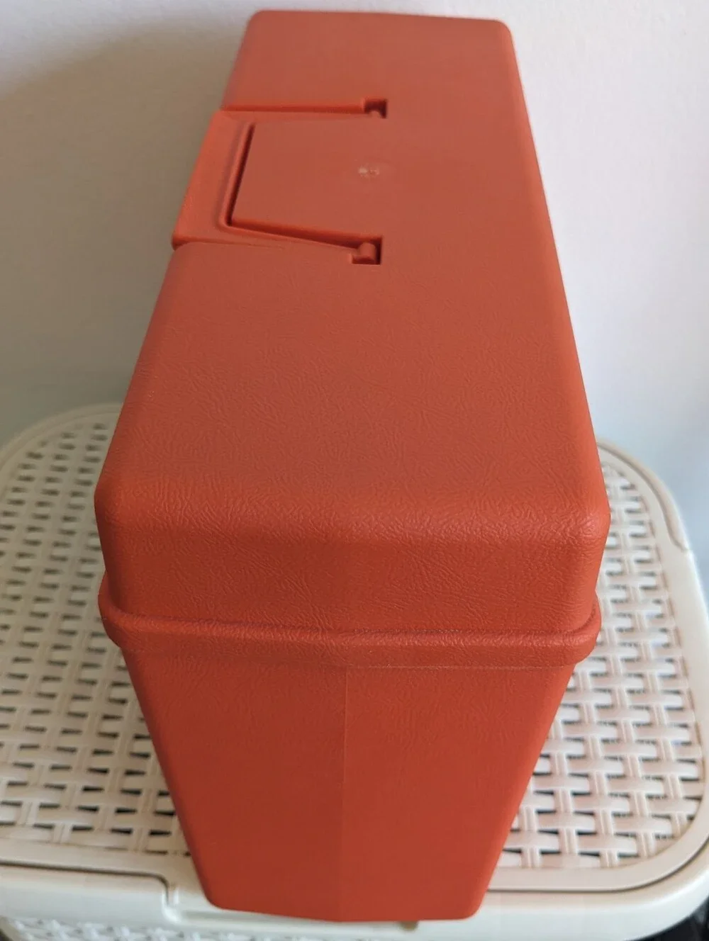 Vintage Sterling Letter File Orange Plastic Storage Box Mid Century Organizer
